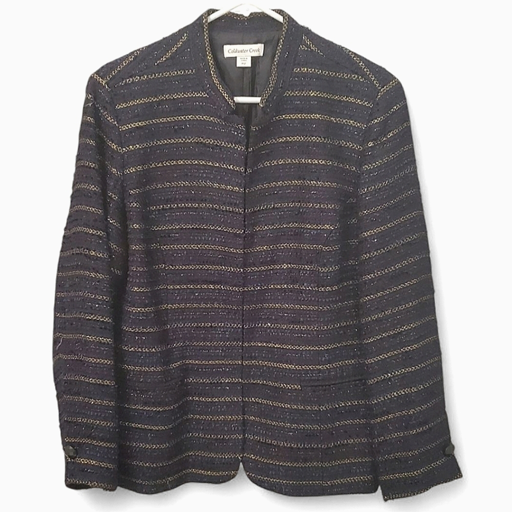 Coldwater Creek NavyBlue+Gold+Blk Blazer